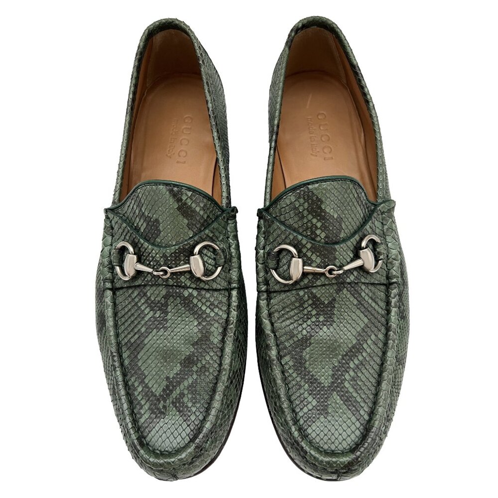 $3000 Gucci Mens Python 1953 Horsebit Shoes Green Snakeskin Loafers US 9 UK 8.5 - Picture 5 of 12